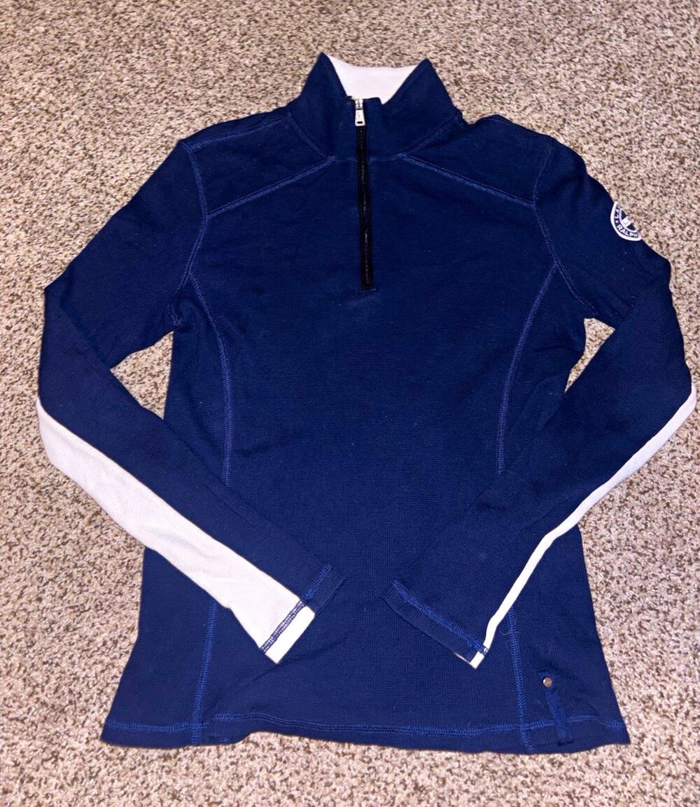Ralph Lauren Lauren Active Women’s Blue White 1/4 Zip Cotton Sweatshirt L